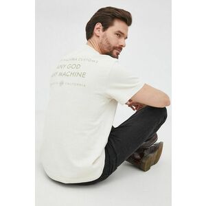 Bavlnené tričko Deus Ex Machina krémová farba, s potlačou vyobraziť