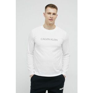 Tričko s dlhým rukávom Calvin Klein Performance pánske, biela farba, jednofarebné vyobraziť