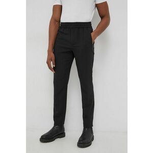 Nohavice Bruuns Bazaar Charlie Eddie pánske, čierna farba, priliehavé vyobraziť