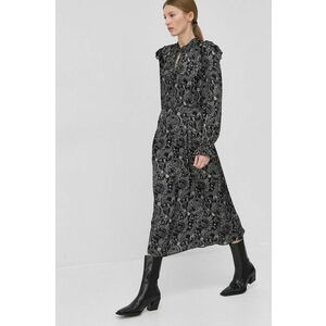 Šaty Bruuns Bazaar Becca Ellis čierna farba, midi, áčkový strih vyobraziť