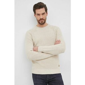 Bavlnený sveter Selected Homme pánsky, béžová farba vyobraziť