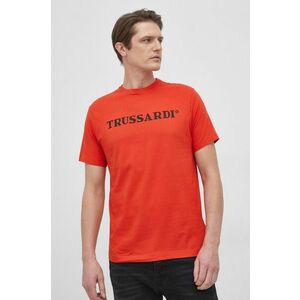 Bavlnené tričko Trussardi oranžová farba, s potlačou vyobraziť