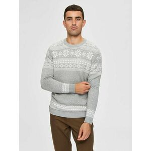 Šedý sveter s vianočným motívom Selected Homme vyobraziť