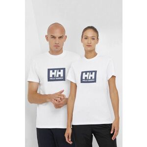 Bavlnené tričko Helly Hansen biela farba, s potlačou vyobraziť