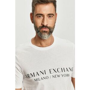 Tričko Armani Exchange pánske, biela farba, s potlačou vyobraziť