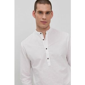Košeľa Jack & Jones pánska, biela farba, slim, so stojačikom vyobraziť