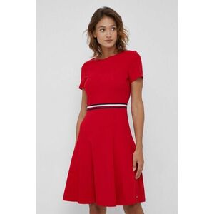 Šaty Tommy Hilfiger červená farba, mini, áčkový strih vyobraziť