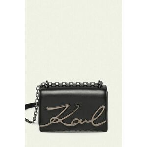 Kožená kabelka Karl Lagerfeld čierna farba vyobraziť