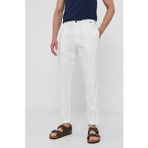 Nohavice Calvin Klein pánske, biela farba, rovné vyobraziť