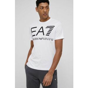 Bavlnené tričko EA7 Emporio Armani šedá farba, s potlačou vyobraziť