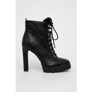 Členkové topánky Guess dámske, čierna farba, na vysokom podpätku vyobraziť