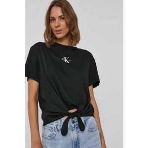 Bavlnené tričko Calvin Klein Jeans čierna farba vyobraziť