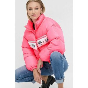 Páperová bunda Chiara Ferragni Maxilogomania dámska, ružová farba, zimná vyobraziť
