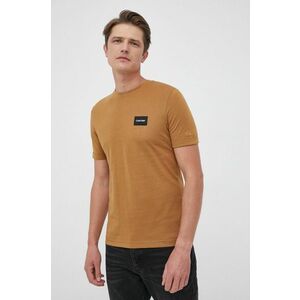 Bavlnené tričko Calvin Klein hnedá farba, jednofarebné vyobraziť