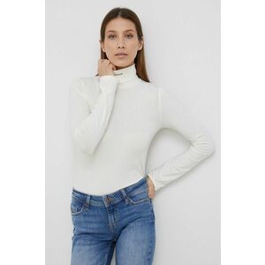 Tričko s dlhým rukávom Calvin Klein Jeans dámske, krémová farba, s rolákom vyobraziť