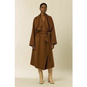 Kabát Ivy & Oak dámsky, hnedá farba, prechodný, bez zapínania vyobraziť