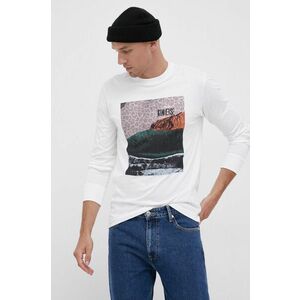 Bavlnené tričko s dlhým rukávom Converse biela farba, s potlačou vyobraziť