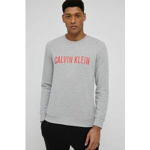 Pyžamové tričko s dlhým rukávom Calvin Klein Underwear šedá farba, jednofarebné vyobraziť