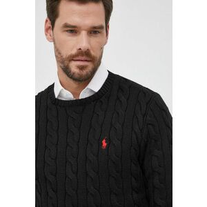 Bavlnený sveter Polo Ralph Lauren pánsky, čierna farba, teplý vyobraziť