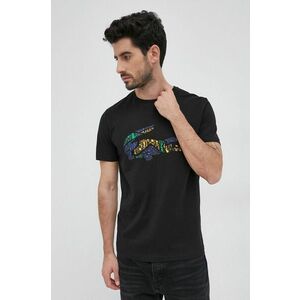 Bavlnené tričko Lacoste čierna farba, s potlačou vyobraziť
