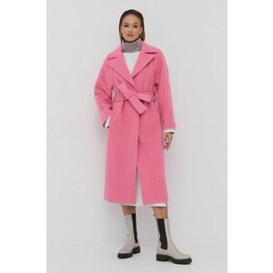 Vlnený kabát Victoria Victoria Beckham ružová farba, prechodný vyobraziť