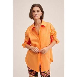 Košeľa Mango dámska, oranžová farba, voľný strih, s klasickým golierom vyobraziť