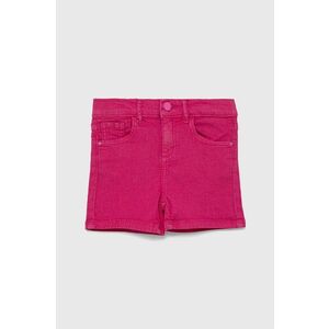 Detské rifľové krátke nohavice Guess ružová farba, jednofarebné, nastaviteľný pás vyobraziť