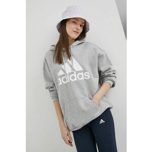 Mikina adidas HD1748 dámska, šedá farba, s potlačou vyobraziť