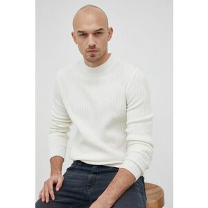 Vlnený sveter Hugo pánsky, biela farba, ľahký vyobraziť