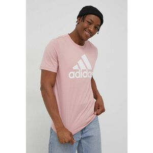 Bavlnené tričko adidas HE1851 ružová farba, s potlačou vyobraziť