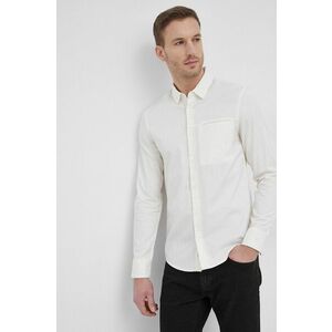Bavlnená košeľa Calvin Klein pánska, krémová farba, slim, s klasickým golierom vyobraziť