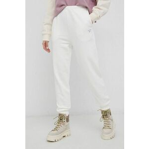 Bavlnené nohavice Reebok Classic HB8629 dámske, krémová farba, jednofarebné vyobraziť