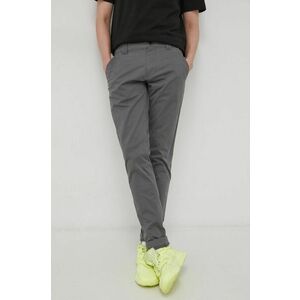 Nohavice Tommy Jeans pánske, šedá farba, strih chinos vyobraziť