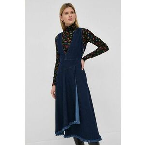 Rifľové šaty MAX&Co. tmavomodrá farba, midi, áčkový strih vyobraziť