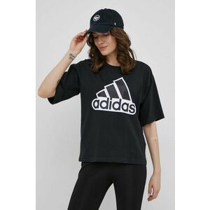 Bavlnené tričko adidas HC9189 čierna farba, vyobraziť