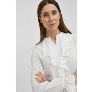 Tričko s prímesou hodvábu MAX&Co. dámska, biela farba, regular, so stojačikom vyobraziť