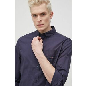 Bavlnená košeľa Tommy Jeans pánska, tmavomodrá farba, regular, s golierom button-down vyobraziť