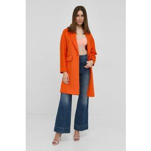 Vlnený kabát Patrizia Pepe oranžová farba, prechodný, vyobraziť