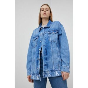 Rifľová bunda Calvin Klein Jeans dámska, prechodná, oversize vyobraziť