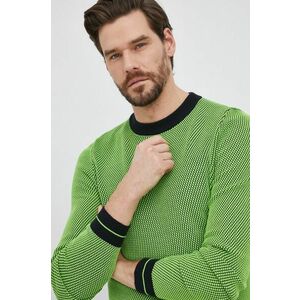 Bavlnený sveter Hugo pánsky, zelená farba, ľahký, vyobraziť