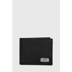 Kožená peňaženka Armani Exchange pánska, čierna farba vyobraziť