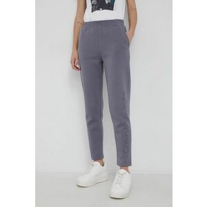 Nohavice Calvin Klein Jeans dámske, šedá farba, s potlačou vyobraziť
