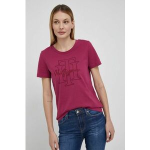 Bavlnené tričko Tommy Hilfiger fialová farba, vyobraziť