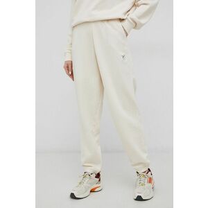 Bavlnené nohavice Reebok Classic H49295 dámske, krémová farba, jednofarebné vyobraziť