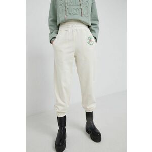 Bavlnené nohavice Chiara Ferragni dámske, krémová farba, jednofarebné vyobraziť