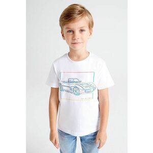 Detské bavlnené tričko Mayoral biela farba, s potlačou vyobraziť