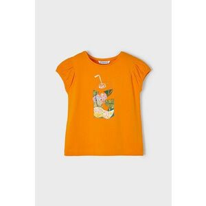 Detské bavlnené tričko Mayoral oranžová farba, vyobraziť
