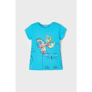 Detské bavlnené tričko Mayoral tyrkysová farba, vyobraziť