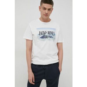 Bavlnené tričko Jack & Jones biela farba, s potlačou vyobraziť