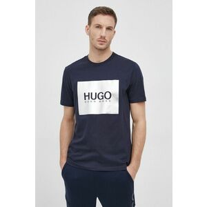Tričko Hugo pánske, tmavomodrá farba, s potlačou vyobraziť